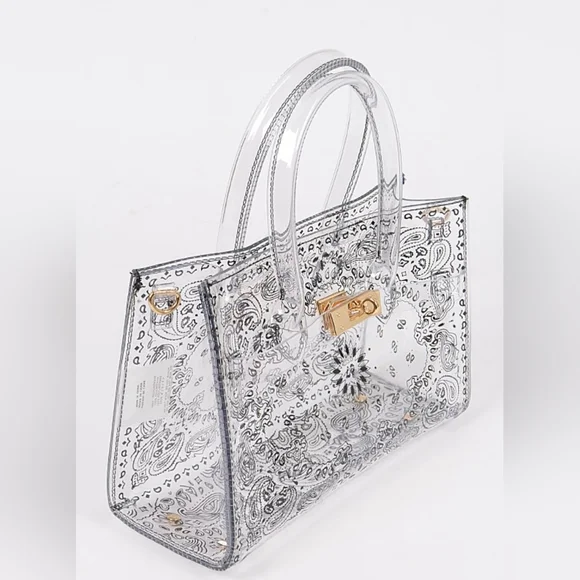 Clear Transparent Paisley Print Shoulder Bag NEW - Picture 6 of 12